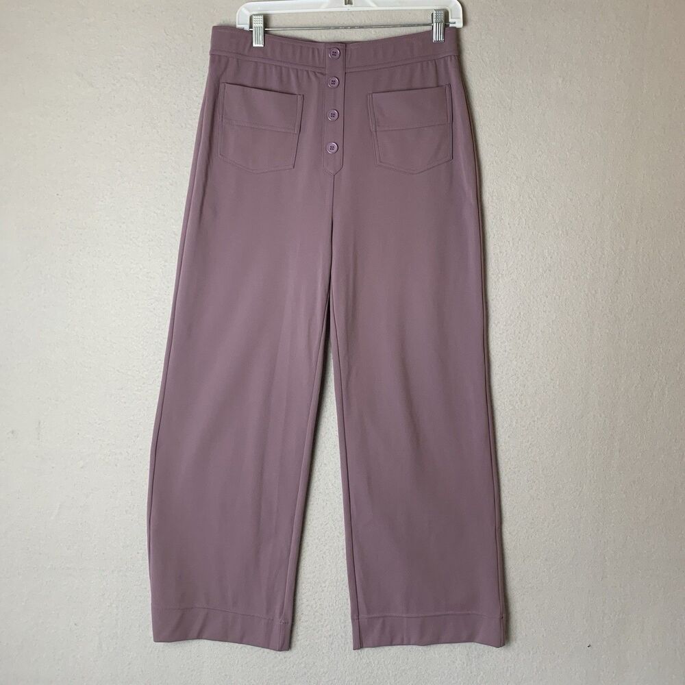 Halara Pants Women LP Mauve Track Wide Leg Pull On Pocket Office Siren Preppy